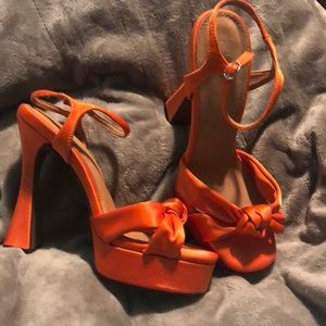 Orange Satin shoe